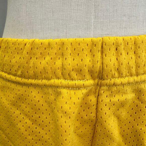Vintage 70s varsity style mesh basketball gym shorts yellow nylon Size Medium - Picture 10 of 16
